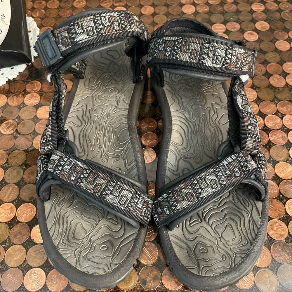 Men’s TEVA Men's Size 9W Original Universal Leather Rubber Sandals Black F12J7